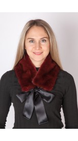 Red mink fur collar-neck warmer